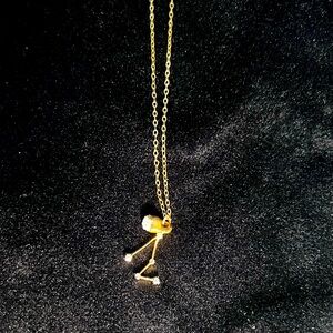 Astrological capricorn necklace. tiny diamonds with small amethyst side dangle